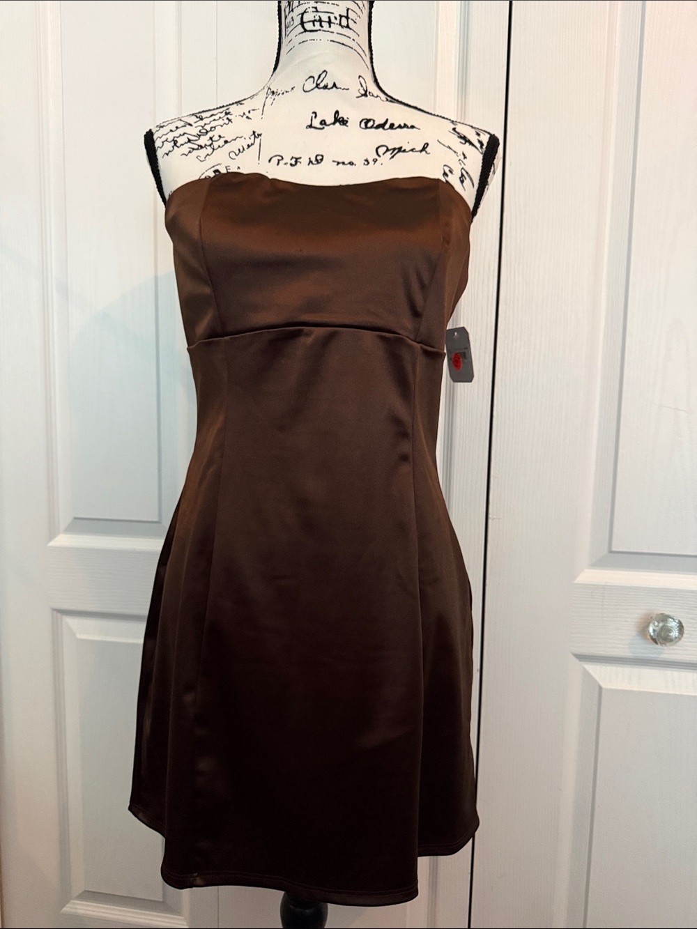 Strapless Brown Satin Dress